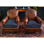 1930's Vintage Art Deco Leather Club Chairs - A Pair - French Antiques www.Decoparis.com