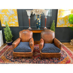 1930's Vintage Art Deco Leather Club Chairs - A Pair - French Antiques www.Decoparis.com