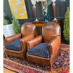 1930's Vintage Art Deco Leather Club Chairs - A Pair - French Antiques www.Decoparis.com