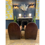 1940s Vintage Cathedrale Art Deco Leather Chairs- A Pair - French Antiques www.Decoparis.com