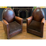 1940s Vintage Cathedrale Art Deco Leather Chairs- A Pair - French Antiques www.Decoparis.com