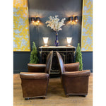 1940s Vintage Cathedrale Art Deco Leather Chairs- A Pair - French Antiques www.Decoparis.com