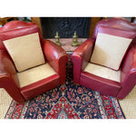 1940s Vintage French Camelback Art Deco Leather Club Chairs- A Pair - French Antiques www.Decoparis.com