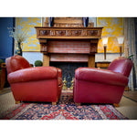 1940s Vintage French Camelback Art Deco Leather Club Chairs- A Pair - French Antiques www.Decoparis.com
