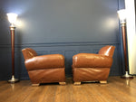 Pair of French Moustache Leather Club Chair Art Deco Circa 1930's - New York - French Antiques www.Decoparis.com