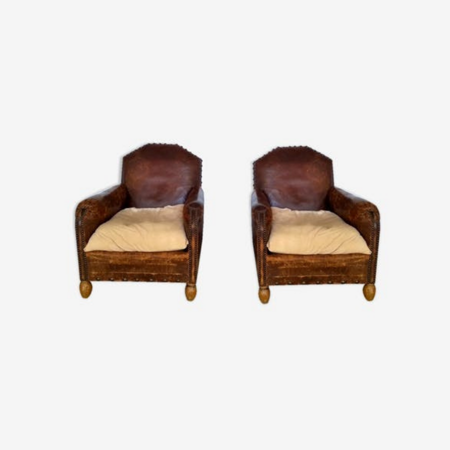 Pair of club armchairs