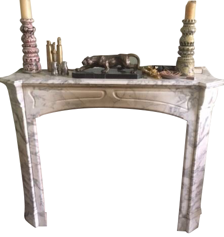 19th Century Louis XV Pompadour Style Marble Mantel - New York - French Antiques www.Decoparis.com