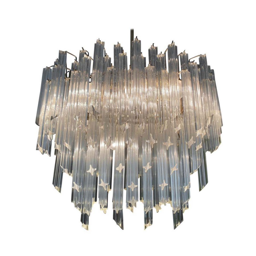 Six-Tier Murano Crystal Italian Chandelier, 120 Quadriedri Prism, circa 1960