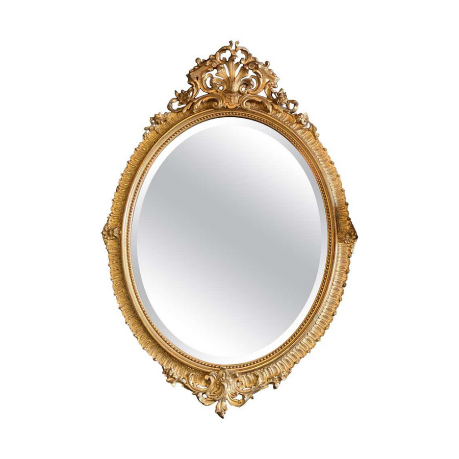 19th Century Napoleon III Gilded Oval Mirror