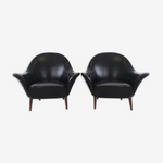 Paire de fauteuils italiens noirs des années 50