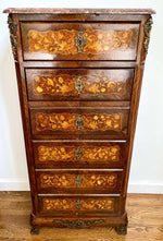 Napoleon III French Secretary Chest of Drawers Mahogany Rosewood Inlaid