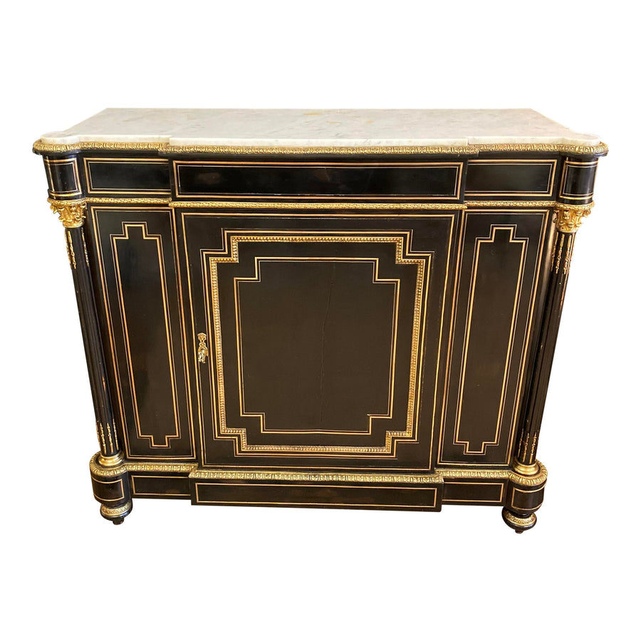 French Napoleon III Credenza Gilt Bronze Mounted Ebonized Wood Cabinet - French Antiques www.Decoparis.com