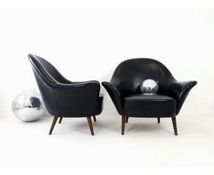 Paire de fauteuils italiens noirs des années 50