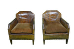 Authentic 1930’s  Vintage French Leather Club Chairs made in Paris -circa 1930 - French Antiques www.Decoparis.com