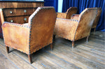 Authentic 1930’s  Vintage French Leather Club Chairs made in Paris -circa 1930 - French Antiques www.Decoparis.com