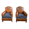 1930's Vintage Art Deco Leather Club Chairs - A Pair - French Antiques www.Decoparis.com