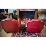 1940s Vintage French Camelback Art Deco Leather Club Chairs- A Pair - French Antiques www.Decoparis.com