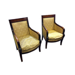 Pair of French 1850s Empire Style Walnut Bergères - New York