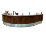 1930s French Art Deco Bar. Tin curved Counter top. Oak Walnut wood base.