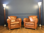 Pair of French Moustache Leather Club Chair Art Deco Circa 1930's - New York - French Antiques www.Decoparis.com