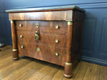 Vintage 1800's French Empire Flame Mahogany Napoleonic Commode Black Marble top - French Antiques www.Decoparis.com