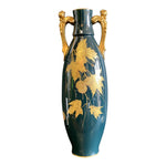 Antique Gustave Asch Blue Green and Gold Porcelain Vase - French Antiques www.Decoparis.com
