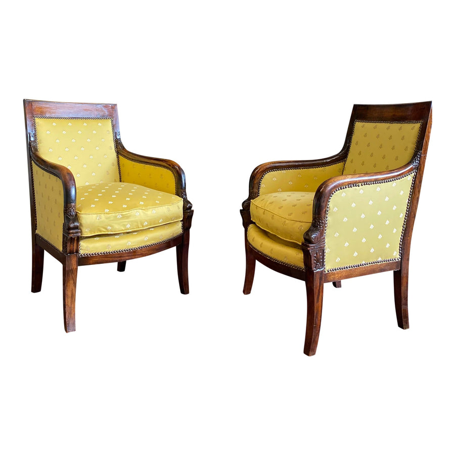 Early 19th Century Empire Mahogany Fauteuils- A Pair - French Antiques www.Decoparis.com